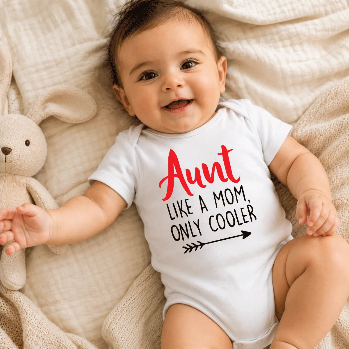 Aunt Like a Mom Only Cooler Baby Onesie Dubai – Funny Newborn Baby Shower Gift for Auntie UAE