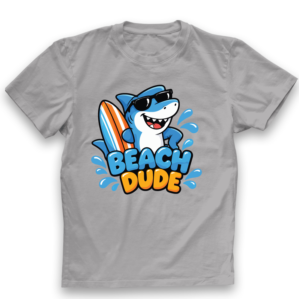 Beach Dude kids T-shirt grey product mockup