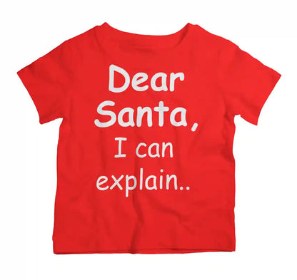 Dear Santa I Can Explain Christmas T-Shirt front view funny holiday design unisex cotton tee