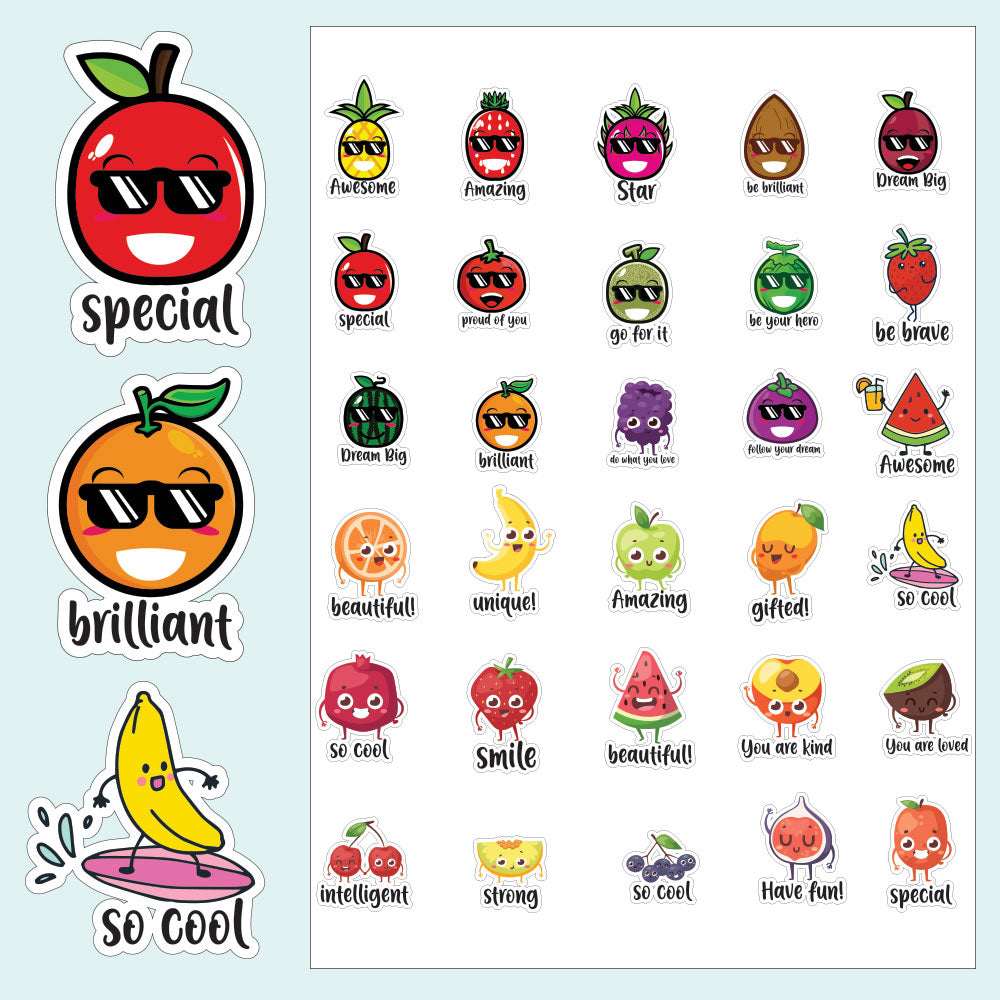 Waterproof Reward & Motivational Stickers - Cute Fruits