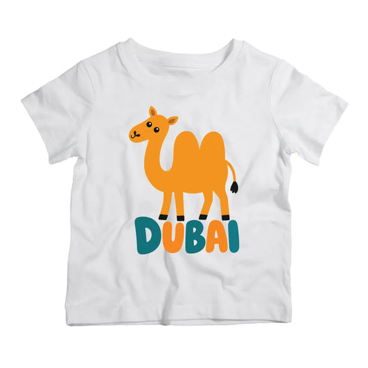 Dubai camel T-shirt for kids with a camel-themed design UAE