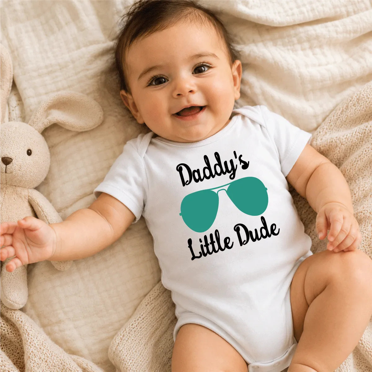 Daddy's Little Dude Baby Onesie Dubai – Cute Funny Baby Boy Shower Gift for Dad UAE