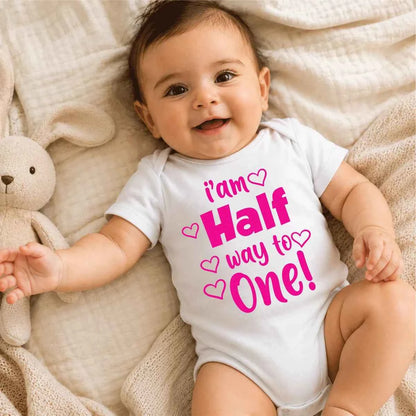 Half Birthday Onesie Pink · بودي عمر 6 أشهر وردي