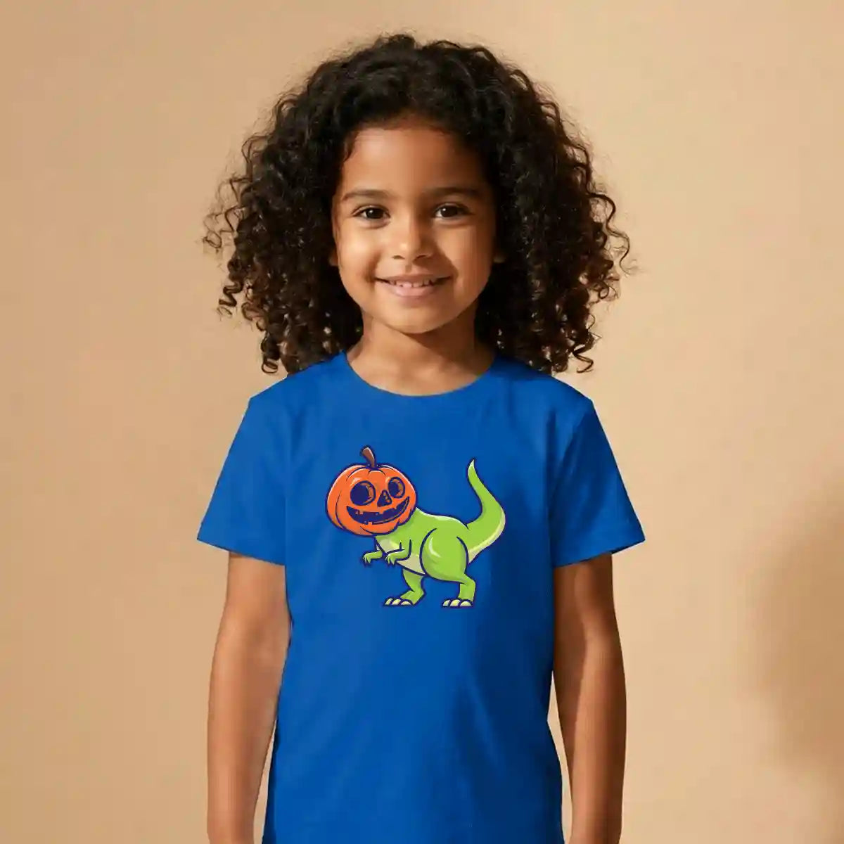 Cute Halloween dinosaur with pumpkin cotton t shirt UAE