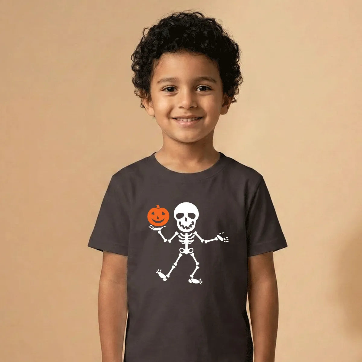 Scary Skeleton Pumpkin graphic t shirt for Halloween UAE