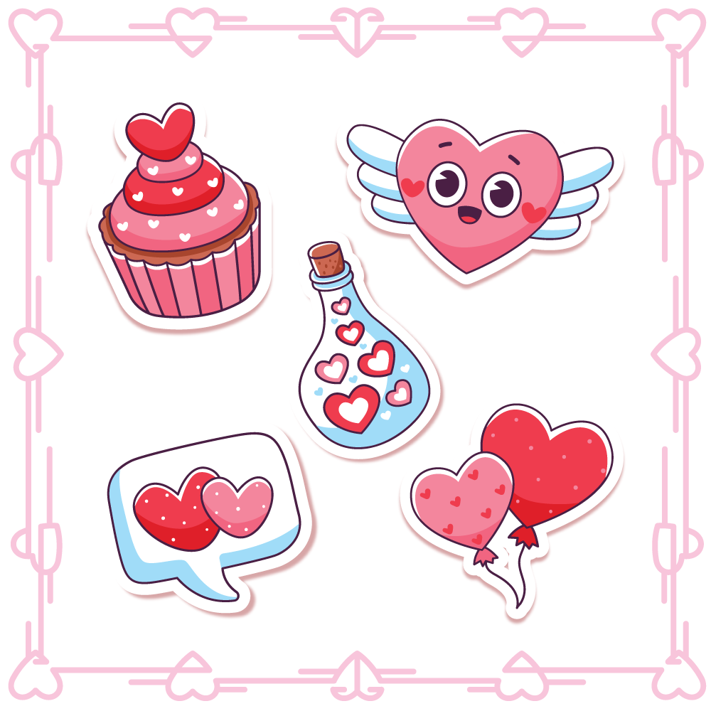 Charming Valentine Stickers: Express your love with delightful and festive designs for a touch of romance