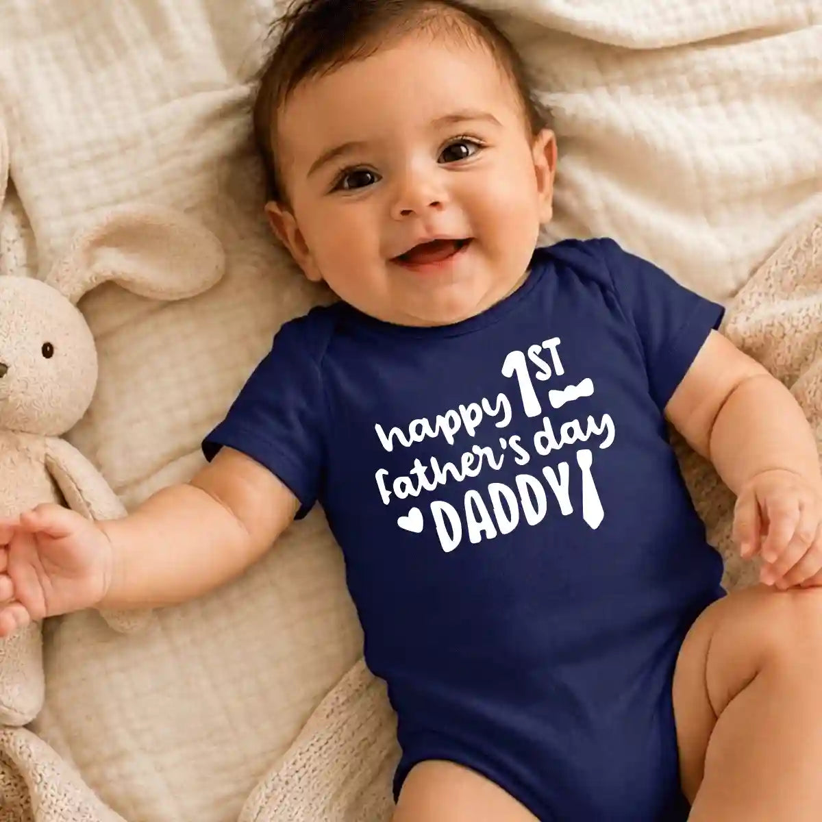 Happy First Father’s Day Blue Baby Onesie UAE – Cute Cotton Bodysuit for Baby Boys