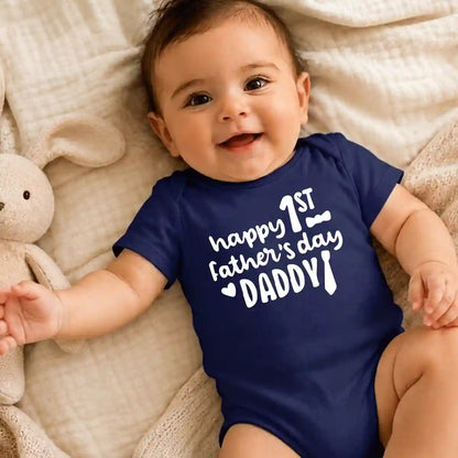 Happy First Father’s Day Blue Baby Onesie UAE – Cute Cotton Bodysuit for Baby Boys