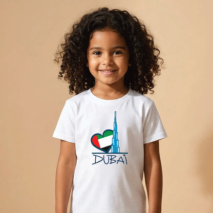 I Love Dubai Cotton T-Shirt – Soft Printed Dubai Souvenir Gift for Kids & Adults UAE
