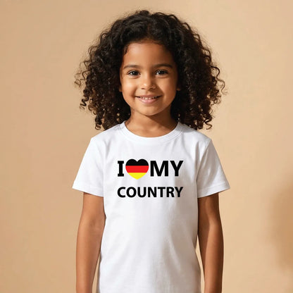 I Love My Country Germany Cotton T-Shirt Dubai – Soft Printed German Expat Pride Gift for Kids & Adults UAE