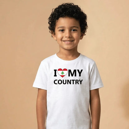 I Love My Country Lebanon Cotton T-Shirt Dubai – Soft Printed Lebanese Pride Gift for Kids & Adults UAE
