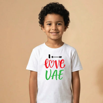 I Love UAE Cotton T-Shirt Dubai – Soft Printed UAE Patriotic Souvenir Gift for Kids & Adults UAE