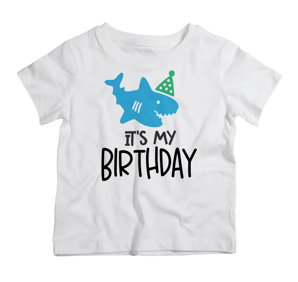 Kids shark birthday cotton t shirt design UAE