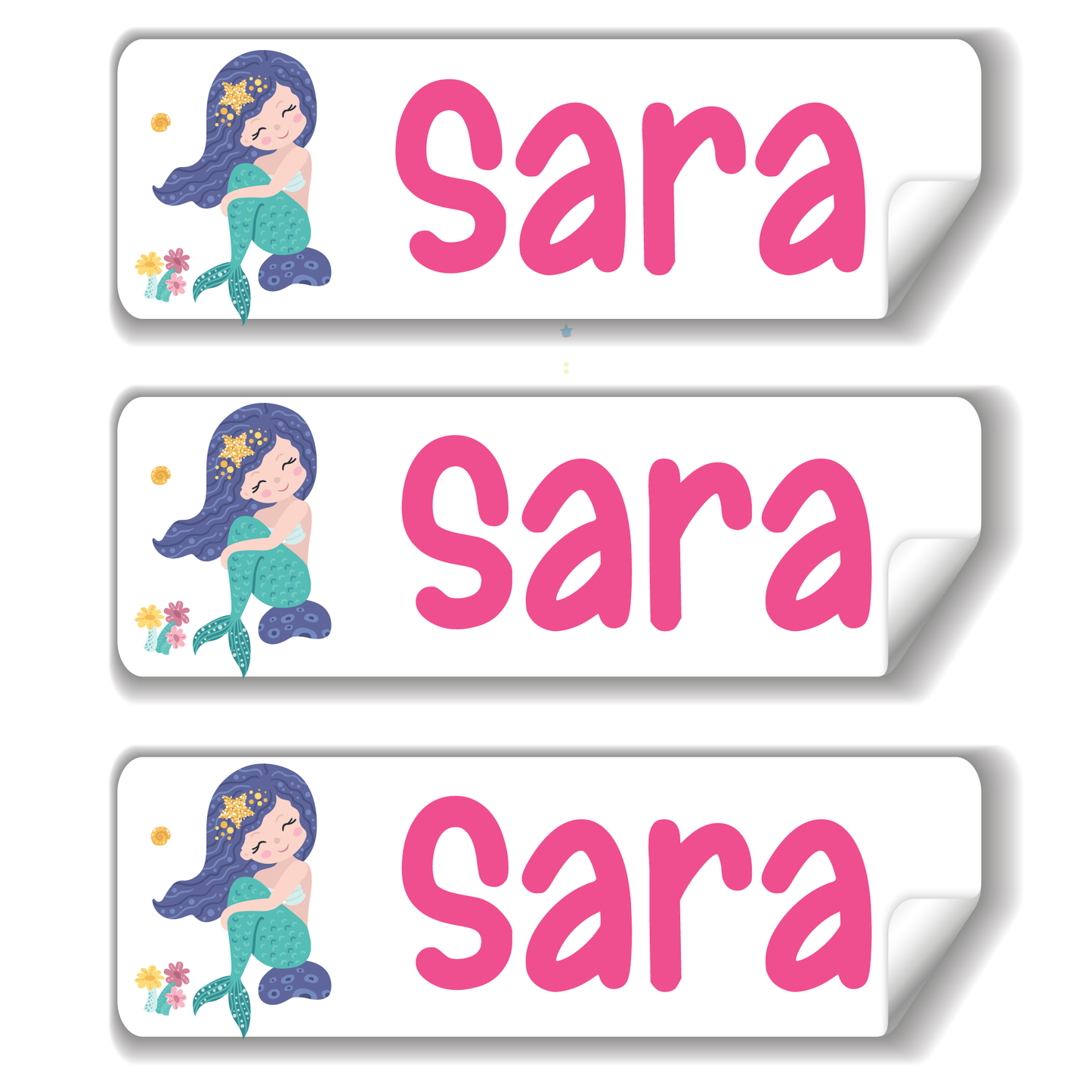 Mermaid school name labels for kids in UAE