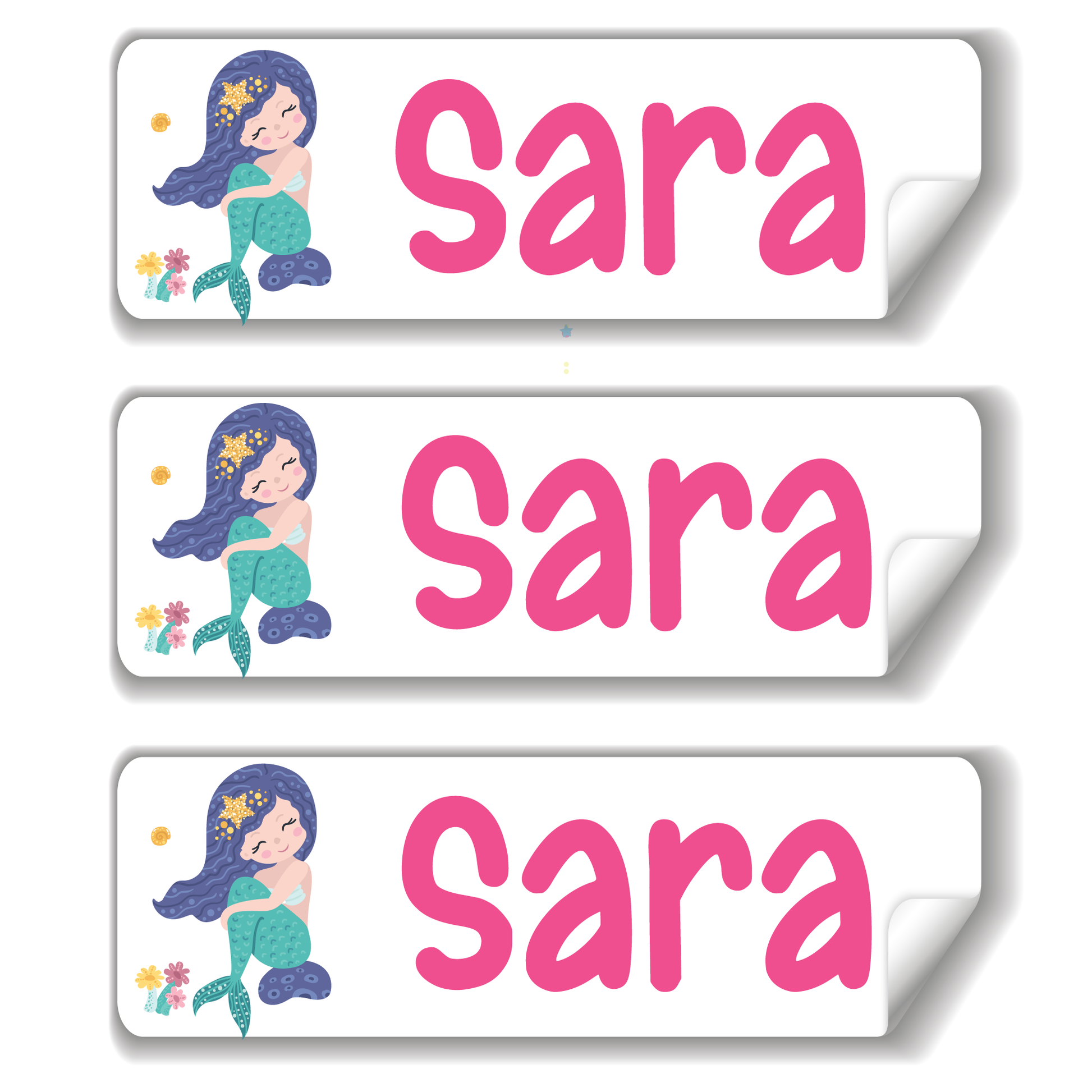 Mermaid school name labels for kids in UAE