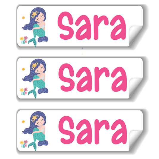 Mermaid school name labels for kids in UAE