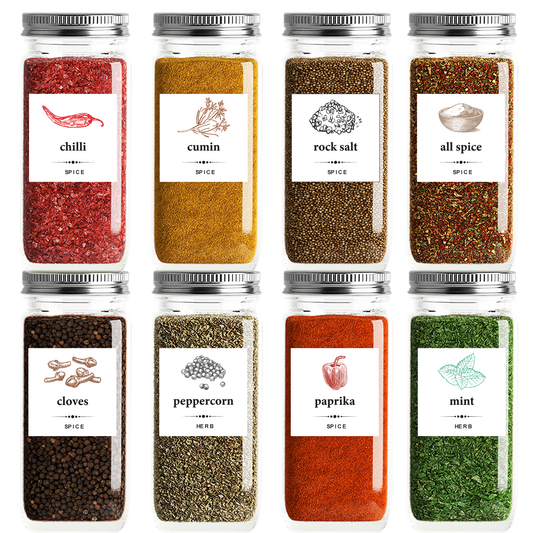 Waterproof 40 Spice Jar Labels - Pantry Organization - Modern