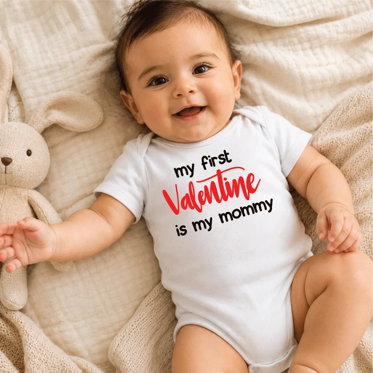 My First Valentine Is Mommy Baby Onesie Dubai – Cute Funny Newborn Valentine's Day Gift for Mum UAE