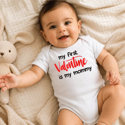My First Valentine Is Mommy Baby Onesie Dubai – Cute Funny Newborn Valentine's Day Gift for Mum UAE