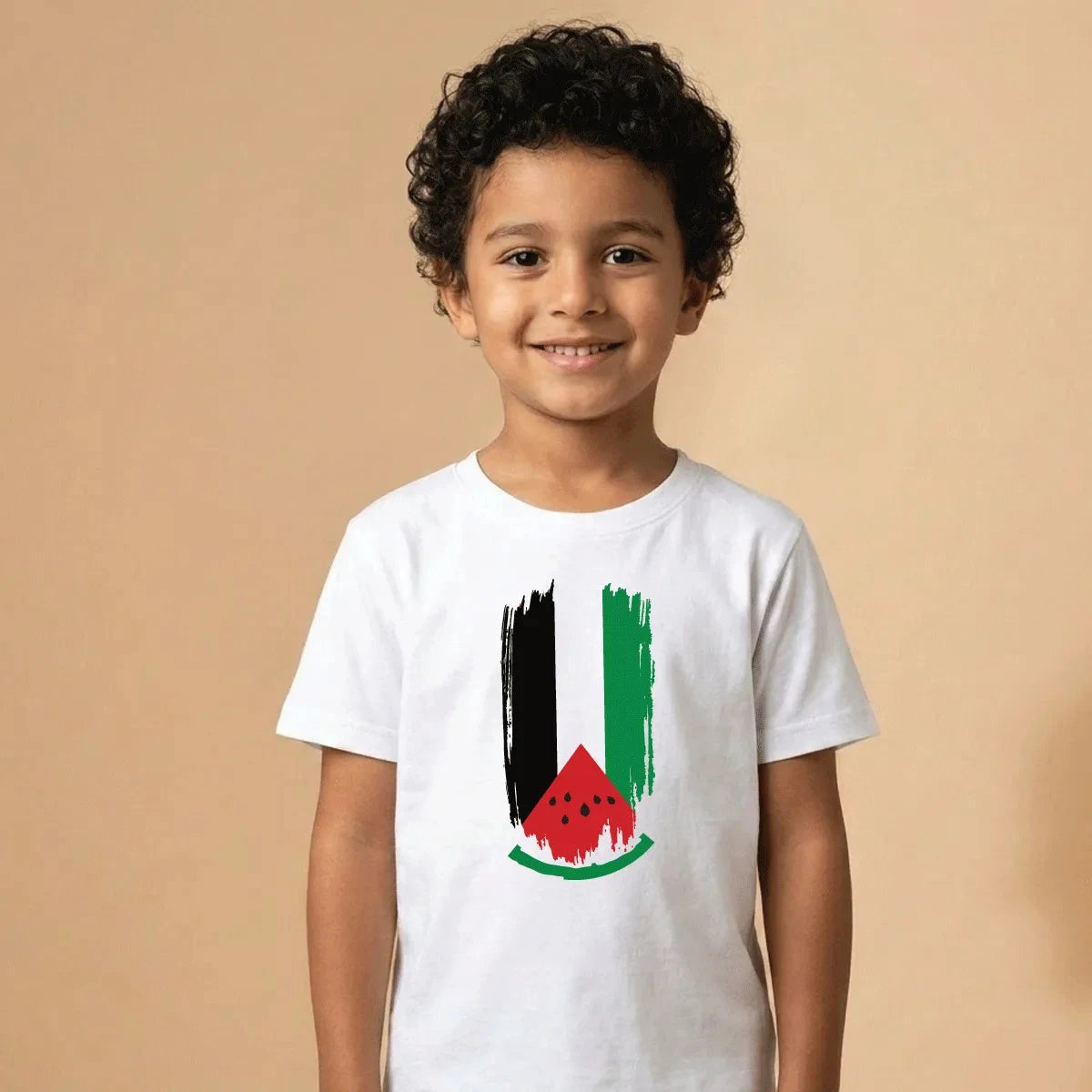Palestine Flag Watermelon Cotton T-Shirt | تيشيرت قطني علم فلسطين بالبطيخ