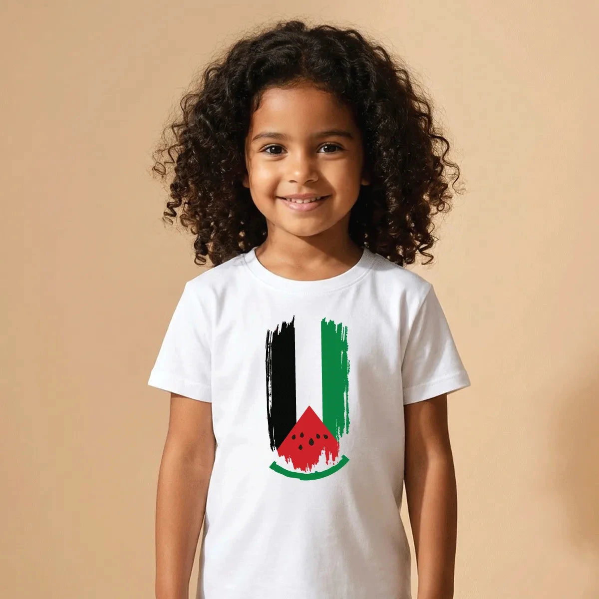 Palestine Flag Watermelon Cotton T-Shirt | تيشيرت قطني علم فلسطين بالبطيخ