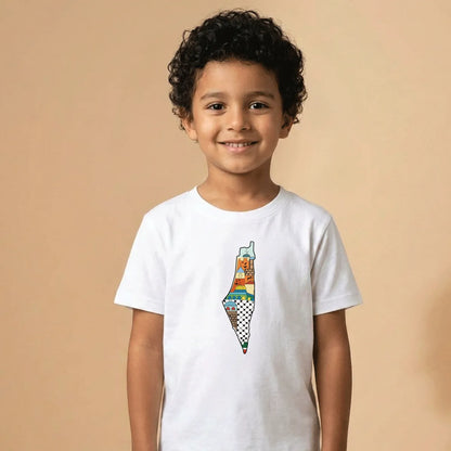 "Palestine Map T-Shirt Dubai – Soft Printed Palestinian Pride Solidarity Gift for Kids & Adults UAE