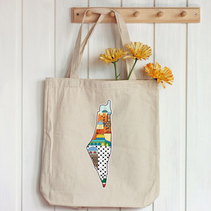 Palestine Colorful Map Tote Bag