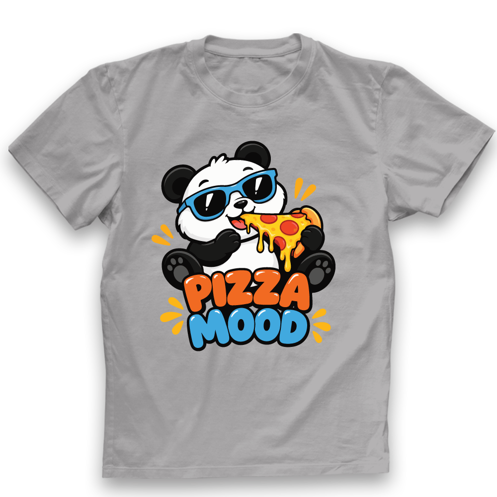 Pizza Mood kids T-shirt grey product mockup