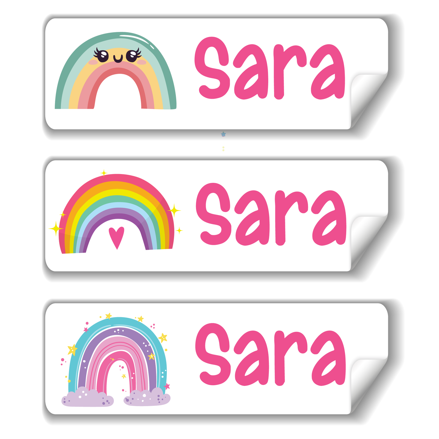 Rainbow school name labels for kids in UAE