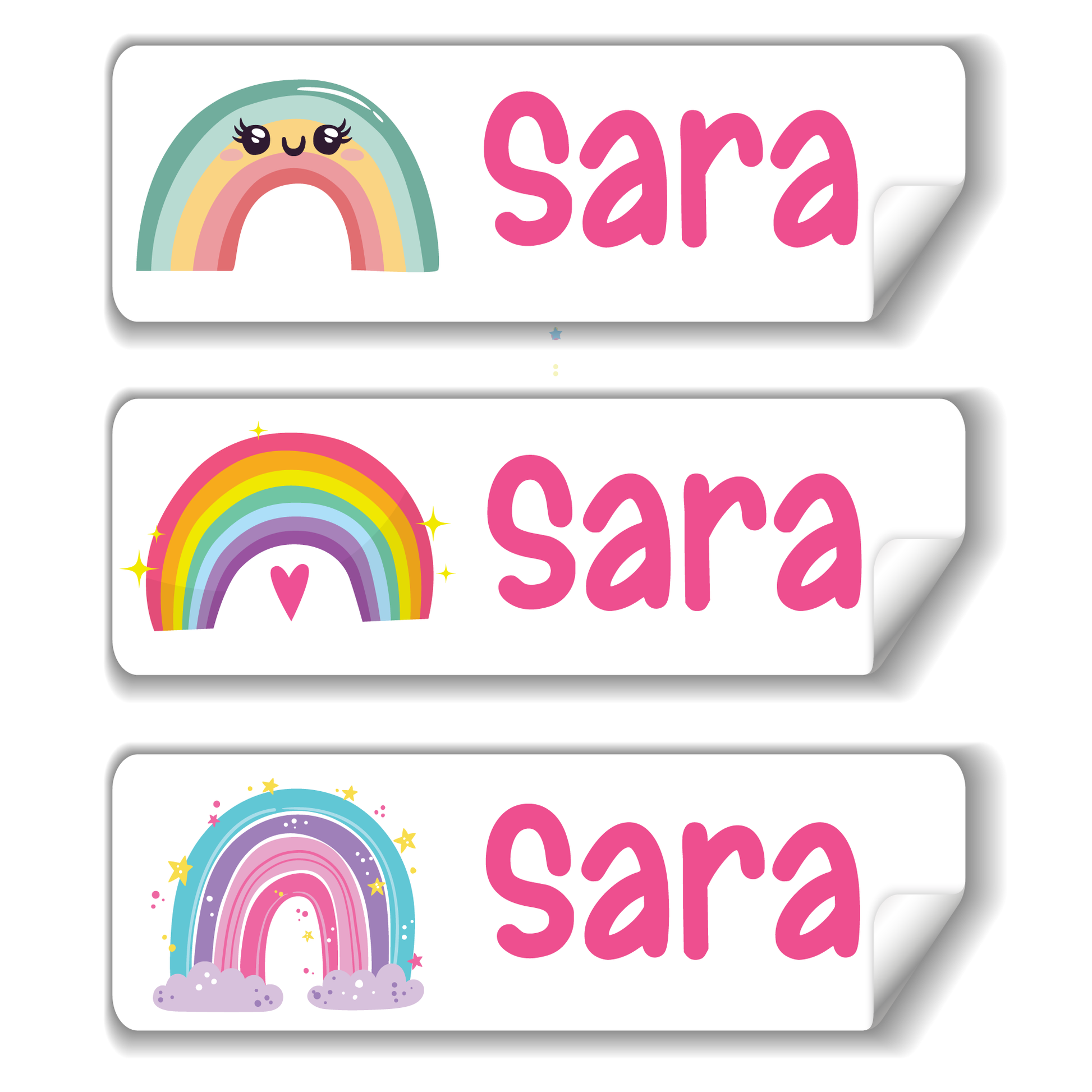 Rainbow school name labels for kids in UAE