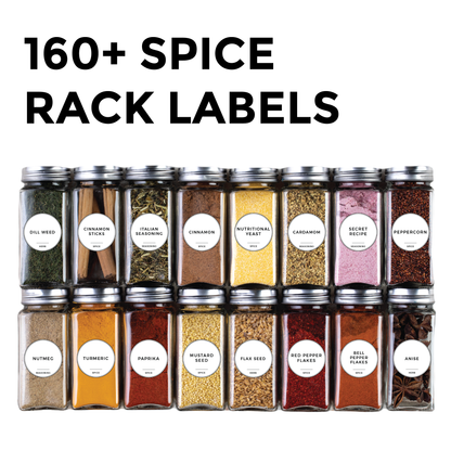 Waterproof 160 Spice Jar Labels - Pantry Organization - Round