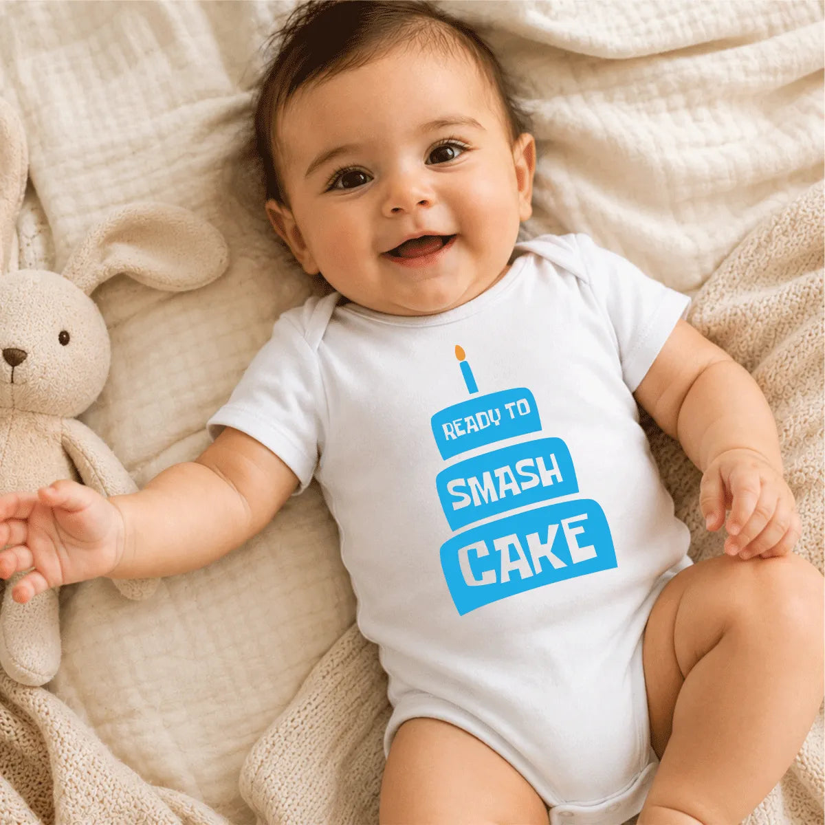 Smash the Cake Birthday Onesie Blue Dubai – Cute Baby Boy 1st Birthday Cake Smash Gift UAE