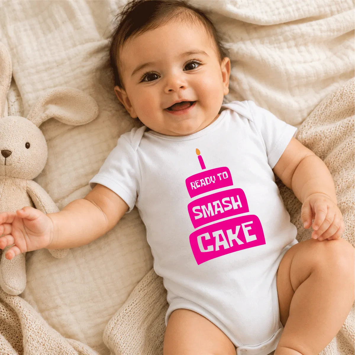 Smash the Cake Birthday Onesie Pink Dubai – Cute Baby Girl 1st Birthday Cake Smash Gift UAE