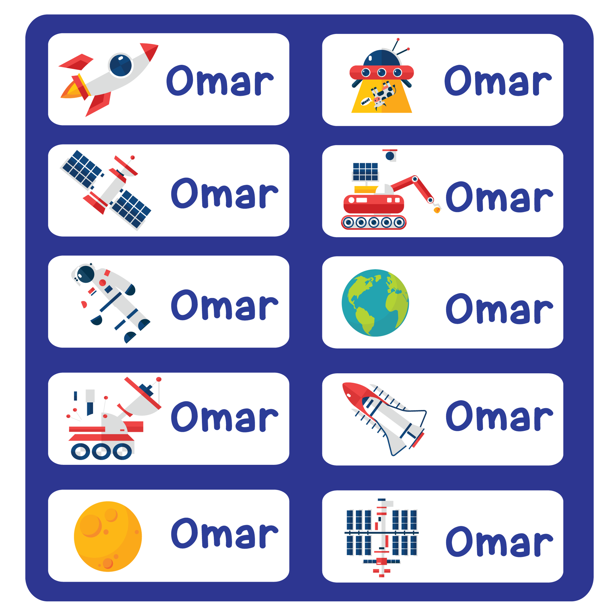 Space school name labels for kids in UAE