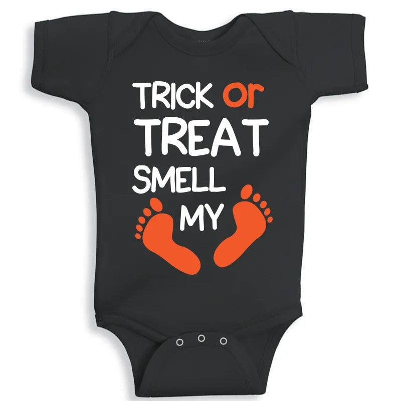 Halloween Trick or Treat baby onesie in soft cotton UAE, cute festive Halloween outfit for newborn and baby photos