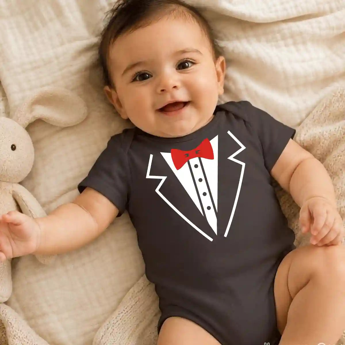 Tuxedo Baby Onesie UAE – Formal Suit Style Cotton Bodysuit for Babies