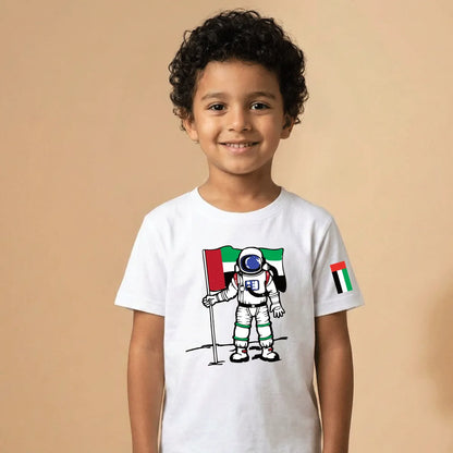 "UAE Space Astronaut Cotton T-Shirt Dubai – Soft Printed Kids Space Gift UAE National Day UAE