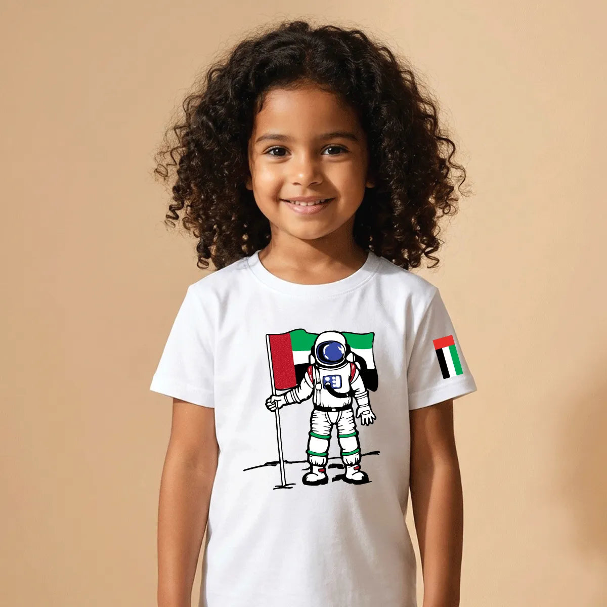 "UAE Space Astronaut Cotton T-Shirt Dubai – Soft Printed Kids Space Gift UAE National Day UAE