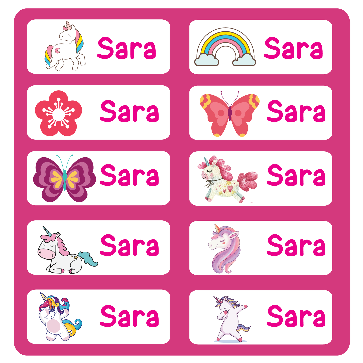 Unicorn school name labels for kids in UAE