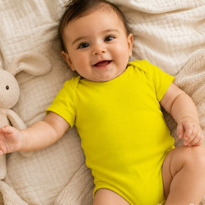 Yellow Baby Cotton Onesie UAE – Soft Infant Bodysuit for Everyday Wear
