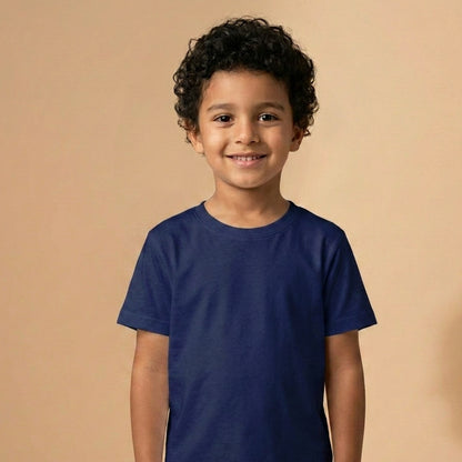 Blank Boys Navy Blue Cotton T-Shirt UAE for School and Everyday Wear