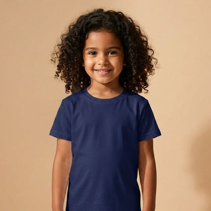 Blank Girls Navy Blue Cotton T-Shirt UAE for School and Everyday Wear
