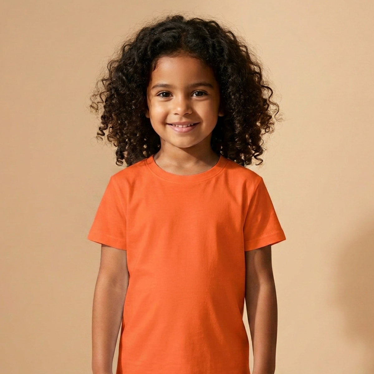 Blank Girls Orange Cotton T-Shirt UAE for School and Everyday Wear