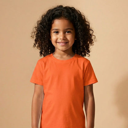 Blank Girls Orange Cotton T-Shirt UAE for School and Everyday Wear