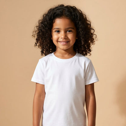 Blank Girls White Cotton T-Shirt Dubai – Soft Plain Basic Kids T-Shirt for School & Everyday UAE