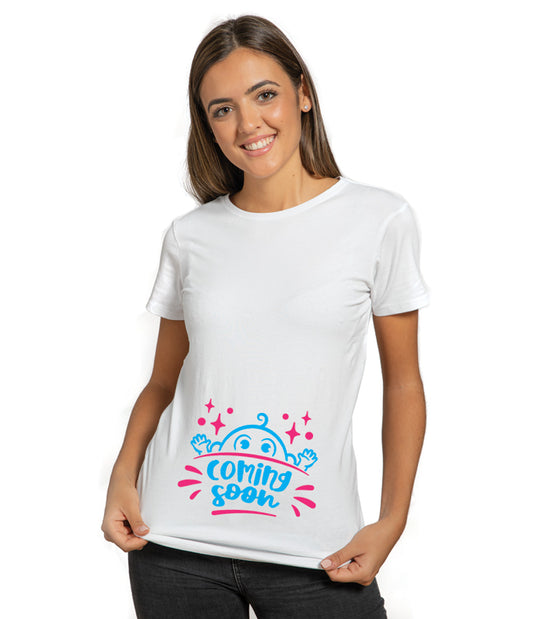 Coming Soon pregnancy t-shirt UAE cute maternity shirt by Twinkle Hands, soft cotton pregnancy outfit