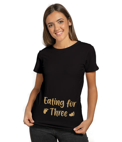 Eating for Three pregnancy t-shirt UAE funny maternity shirt by Twinkle Hands, soft cotton pregnancy outfit