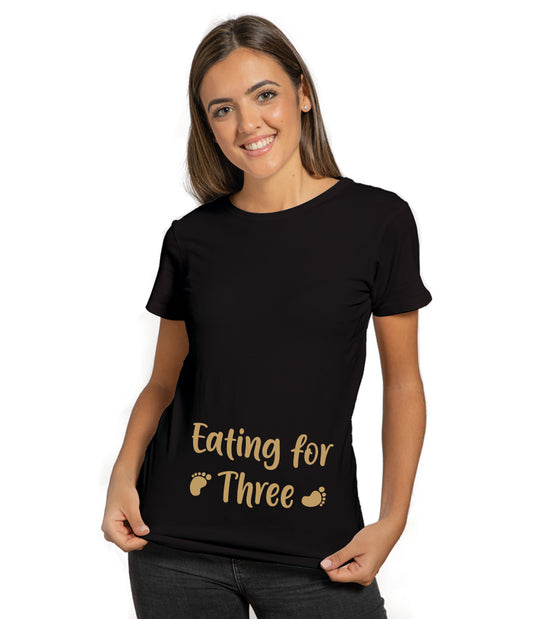 Eating for Three pregnancy t-shirt UAE funny maternity shirt by Twinkle Hands, soft cotton pregnancy outfit