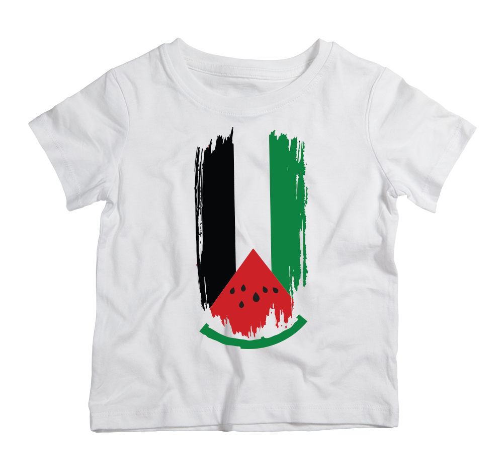 Cotton T-shirt with watermelon-inspired Palestine design, soft breathable casual graphic tee for everyday wear