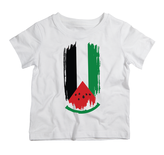 Cotton T-shirt with watermelon-inspired Palestine design, soft breathable casual graphic tee for everyday wear